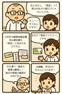 社会福祉法人会計を４コマ漫画で確認　勘定科目　現金